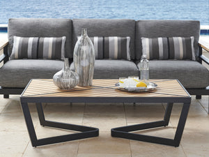 Lexington Tommy Bahama Outdoor 3940-943 South Beach Rectangular Cocktail Table - Contemporary Design With Teak And Graphite Finish Obsidian  3940-943