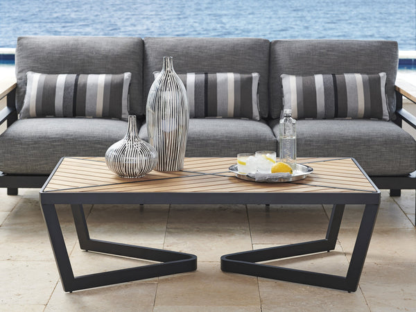 Lexington Tommy Bahama Outdoor 3940-943 South Beach Rectangular Cocktail Table - Contemporary Design With Teak And Graphite Finish Obsidian  3940-943