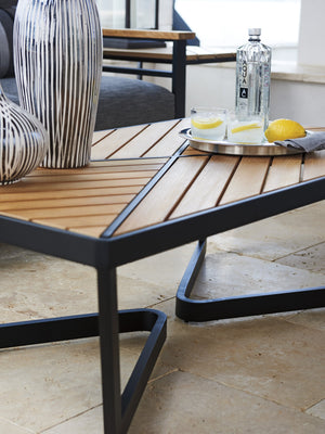 Lexington Tommy Bahama Outdoor 3940-943 South Beach Rectangular Cocktail Table - Contemporary Design With Teak And Graphite Finish Obsidian  3940-943