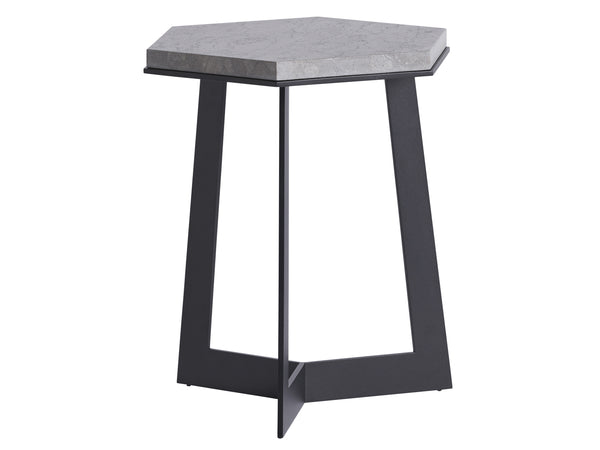 Lexington Tommy Bahama Outdoor 3940-950 Spot Table - Sleek Hexagonal Stone Top On Modern Graphite Base, Perfect For Chic Outdoor Spaces Obsidian  3940-950