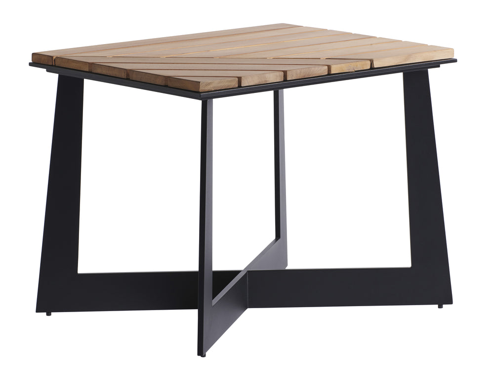 Lexington Tommy Bahama Outdoor 3940-957 South Beach Square End Table - Contemporary Design With Teak And Dark Graphite Finish Obsidian  3940-957