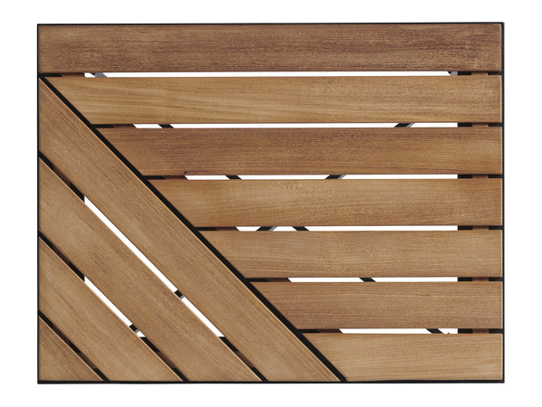 Lexington Tommy Bahama Outdoor 3940-957 South Beach Square End Table - Contemporary Design With Teak And Dark Graphite Finish Obsidian  3940-957