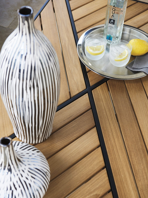 Lexington Tommy Bahama Outdoor 3940-943 South Beach Rectangular Cocktail Table - Contemporary Design With Teak And Graphite Finish Obsidian  3940-943