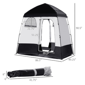 English Elm Outsunny Two Room Pop up Camping Shower Enclosure with Solar Bag and Waterproof Taffeta Walls W2225P200644