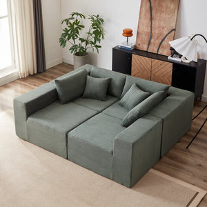 English Elm 104-Inch Corduroy Modular L Shaped Sectional Sofa with Plush Foam, No Assembly, Versatile Lounge Green W834S00388
