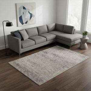 HomeRoots 5' Blue and Gray Distressed Area Rug - Modern Abstract Design for Comfortable, Stylish Living Spaces 8' X 10' 394115