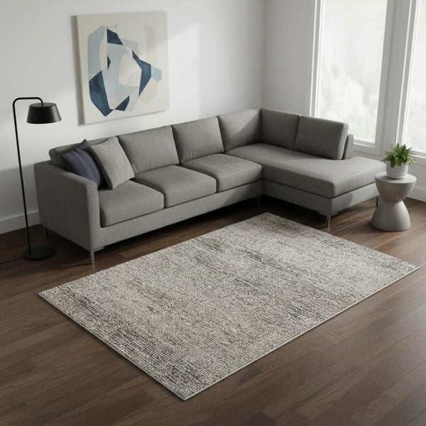 HomeRoots 5' Blue and Gray Distressed Area Rug - Modern Abstract Design for Comfortable, Stylish Living Spaces 8' X 10' 394115