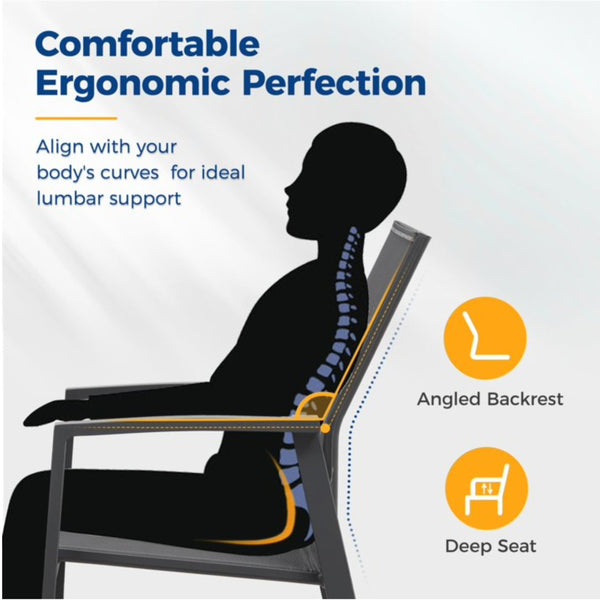 English Elm Set of 4 Stackable Outdoor Aluminum Dining Chairs with Mesh Seats for Patio Decks Gray B082P455121
