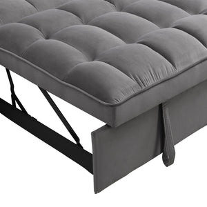 English Elm Modern Velvet Loveseat Futon Sofa with Pullout Bed, 3-in-1 Convertible Sleeper, USB Ports, Pockets Dark Gray 46.85 L x 38.98 W x 16.14 H W2297P224267
