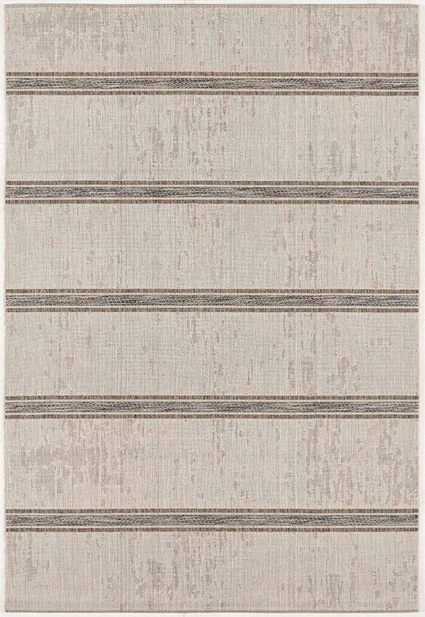 HomeRoots 13' Ivory and Gray Striped Runner Rug – Durable, Stylish Accent for Hallways and High-Traffic Areas 3' x 12' 394130