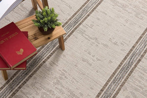 HomeRoots 13' Ivory and Gray Striped Runner Rug – Durable, Stylish Accent for Hallways and High-Traffic Areas 3' x 12' 394130