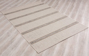 HomeRoots 13' Ivory and Gray Striped Runner Rug – Durable, Stylish Accent for Hallways and High-Traffic Areas 3' x 12' 394130
