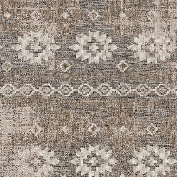 HomeRoots 10' Gray and Ivory Ikat Runner Rug - Stylish, Durable Design for Hallways, Kitchens, and Entryways 3' x 10' 394136