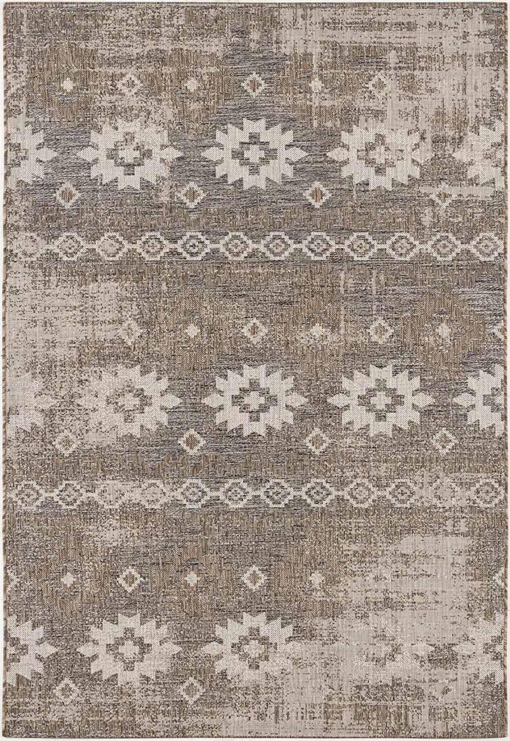 HomeRoots 10' Gray and Ivory Ikat Runner Rug - Stylish, Durable Design for Hallways, Kitchens, and Entryways 3' x 20' 394140