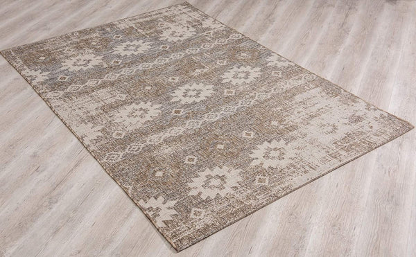 HomeRoots 10' Gray and Ivory Ikat Runner Rug - Stylish, Durable Design for Hallways, Kitchens, and Entryways 5' X 7' 394144