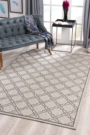HomeRoots 13' Modern Gray and Ivory Geometric Runner Rug - Durable, Stylish, and Perfect for High-Traffic Areas 5' x 8' 394154