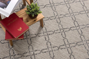 HomeRoots 13' Modern Gray and Ivory Geometric Runner Rug - Durable, Stylish, and Perfect for High-Traffic Areas 5' x 8' 394154