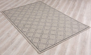 HomeRoots 13' Modern Gray and Ivory Geometric Runner Rug - Durable, Stylish, and Perfect for High-Traffic Areas 5' x 8' 394154