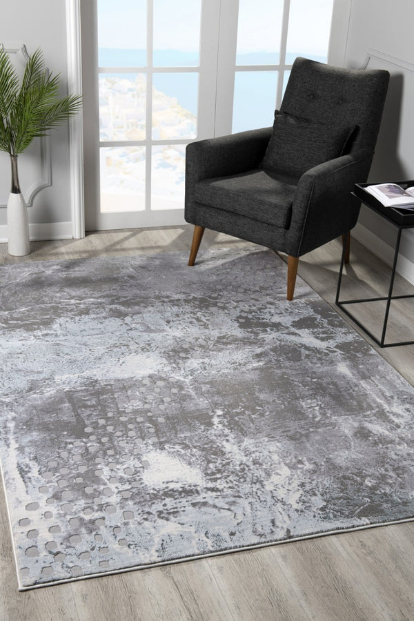 HomeRoots 5' Blue Abstract Area Rug - Contemporary Power Loom Design for Modern Homes with Plush Comfort 5' X 7' 394157