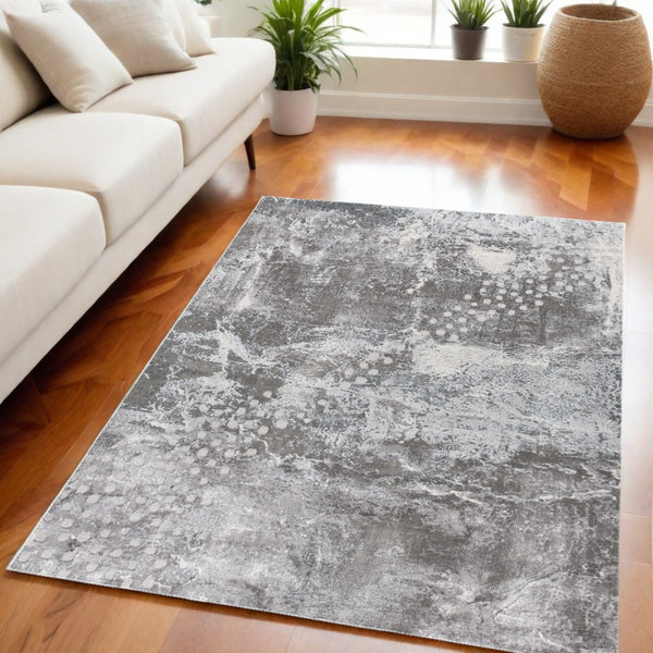 HomeRoots 5' Blue Abstract Area Rug - Contemporary Power Loom Design for Modern Homes with Plush Comfort 5' X 7' 394157