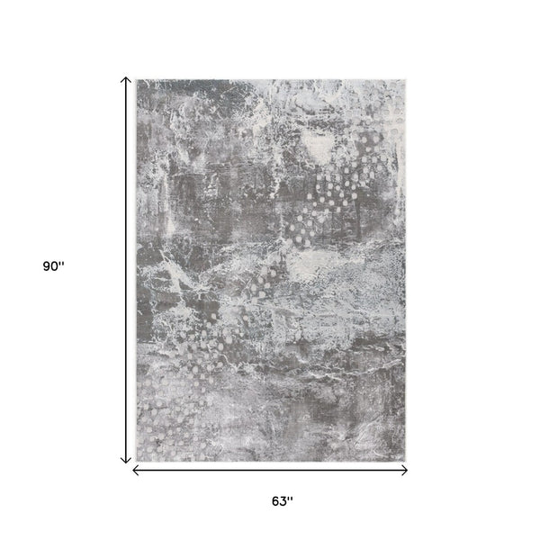 HomeRoots 5' Blue Abstract Area Rug - Contemporary Power Loom Design for Modern Homes with Plush Comfort 5' X 7' 394157