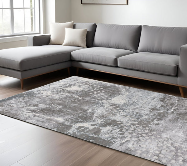 HomeRoots 5' Blue Abstract Area Rug - Contemporary Power Loom Design for Modern Homes with Plush Comfort 6' X 9' 394158