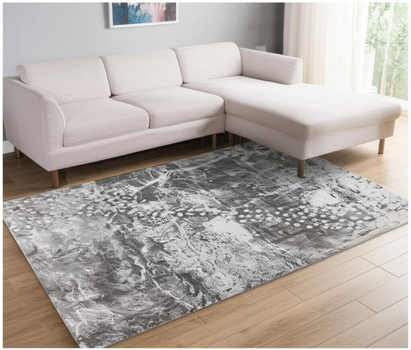 HomeRoots 5' Blue Abstract Area Rug - Contemporary Power Loom Design for Modern Homes with Plush Comfort 8' X 10' 394159