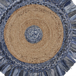 HomeRoots 6' Hand-Woven Beige and Blue Abstract Geometric Rug - Unique Artisan Craftsmanship for Cozy Spaces 6' Round 394184