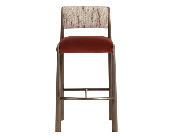 Sunpan BAYARD Barstool - Stylish Dark Bronze Frame with Two-Tone Terri Nutmeg & Meg Rust Upholstery Seat 112802
