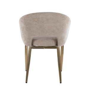English Elm Chair Set of Two with Gold Metal Legs and Fabric Seat for Glam Dining Rooms B202S02104
