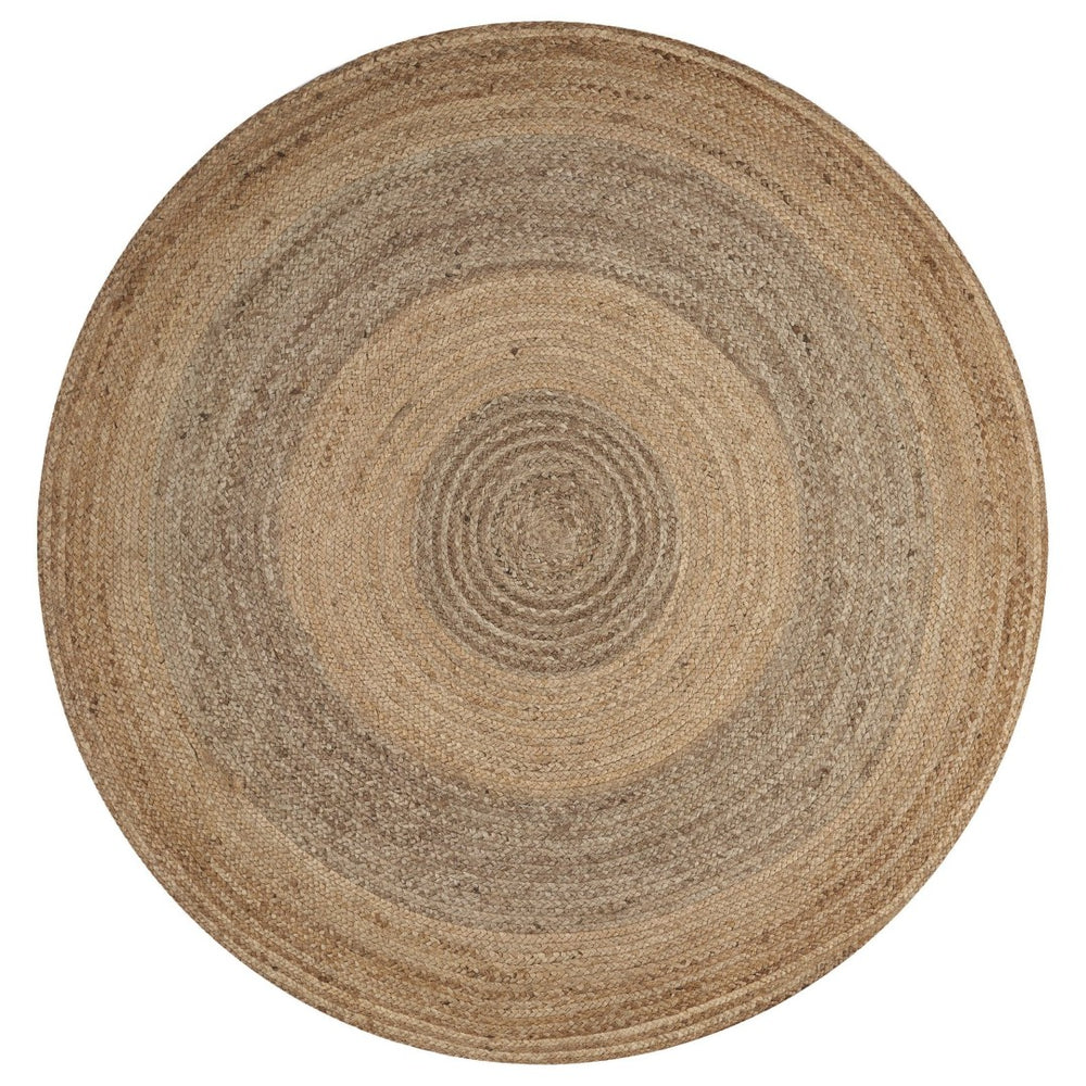 HomeRoots Two Toned Natural Jute Area Rug – Hand-Braided Eco-Friendly Design for Chic Living Room Decor 394204
