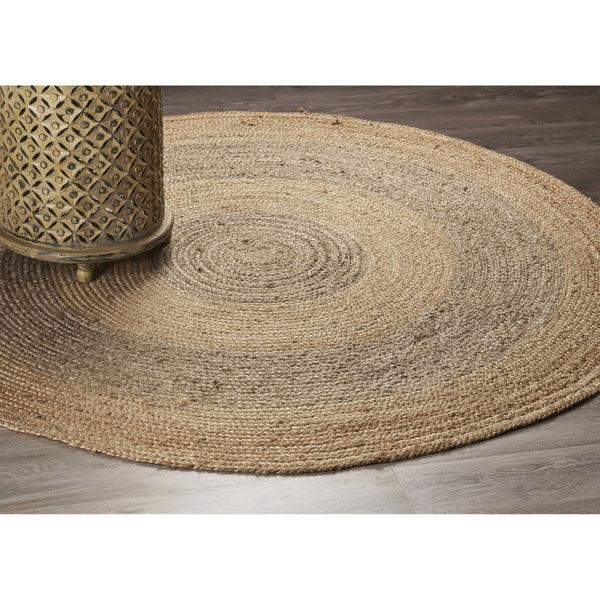 HomeRoots Two Toned Natural Jute Area Rug – Hand-Braided Eco-Friendly Design for Chic Living Room Decor 394204