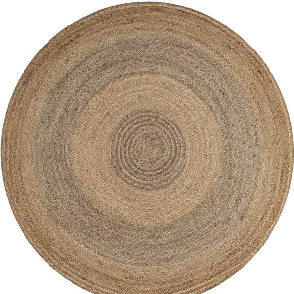 HomeRoots Two Toned Natural Jute Area Rug – Hand-Braided Eco-Friendly Design for Chic Living Room Decor 394204