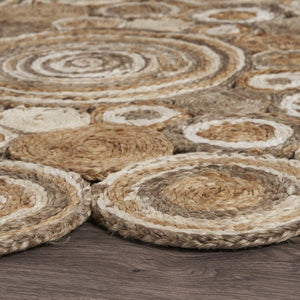 HomeRoots 5' Natural Jute Hand Braided Area Rug - Eco-Friendly, Durable Charm for Coastal and Farmhouse Styles 5' X 5' Novelty 394211