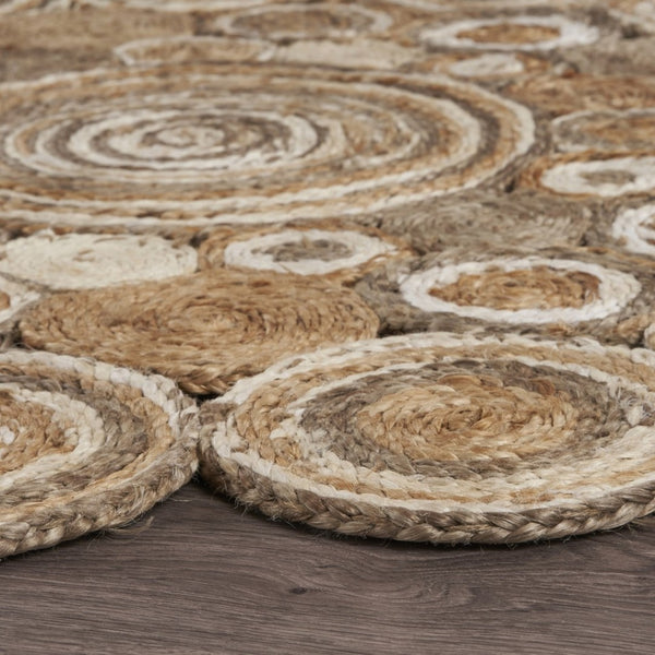 HomeRoots 5' Natural Jute Hand Braided Area Rug - Eco-Friendly, Durable Charm for Coastal and Farmhouse Styles 5' X 5' Novelty 394211