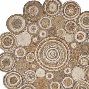 HomeRoots 5' Natural Jute Hand Braided Area Rug - Eco-Friendly, Durable Charm for Coastal and Farmhouse Styles 5' X 5' Novelty 394211