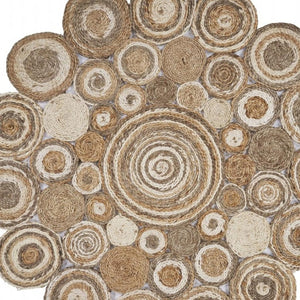 HomeRoots 5' Natural Jute Hand Braided Area Rug - Eco-Friendly, Durable Charm for Coastal and Farmhouse Styles 6' Round Round 394212