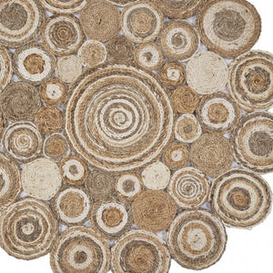HomeRoots 5' Natural Jute Hand Braided Area Rug - Eco-Friendly, Durable Charm for Coastal and Farmhouse Styles 8' Round Round 394213