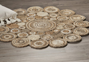 HomeRoots 5' Natural Jute Hand Braided Area Rug - Eco-Friendly, Durable Charm for Coastal and Farmhouse Styles 8' Round Round 394213