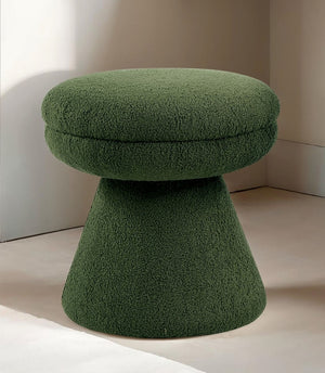 English Elm Green Plush Mushroom Accent Stool 19"H Teddy Fabric Pedestal Base Round Top Cozy Modern Seat B2741P388372