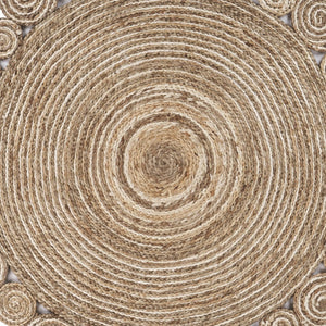 HomeRoots 5' Natural Jute Hand-Braided Area Rug with Abstract Geometric Design for Stylish Small Spaces 5' X 5' 394214