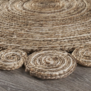 Homeroots Bleached And Natural Spiral Boutique Jute Rug  Jute 394214