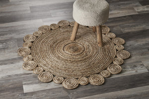 Homeroots Bleached And Natural Spiral Boutique Jute Rug  Jute 394214