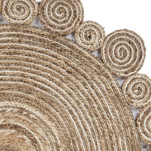 Homeroots Bleached And Natural Spiral Boutique Jute Rug  Jute 394214