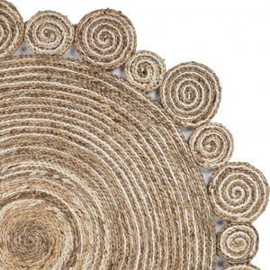 Homeroots 7' X 7' Beige Round Handmade Area Rug  Jute 394215