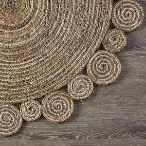 Homeroots 7' X 7' Beige Round Handmade Area Rug  Jute 394215