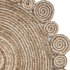 Homeroots 7' X 7' Beige Round Handmade Area Rug  Jute 394215