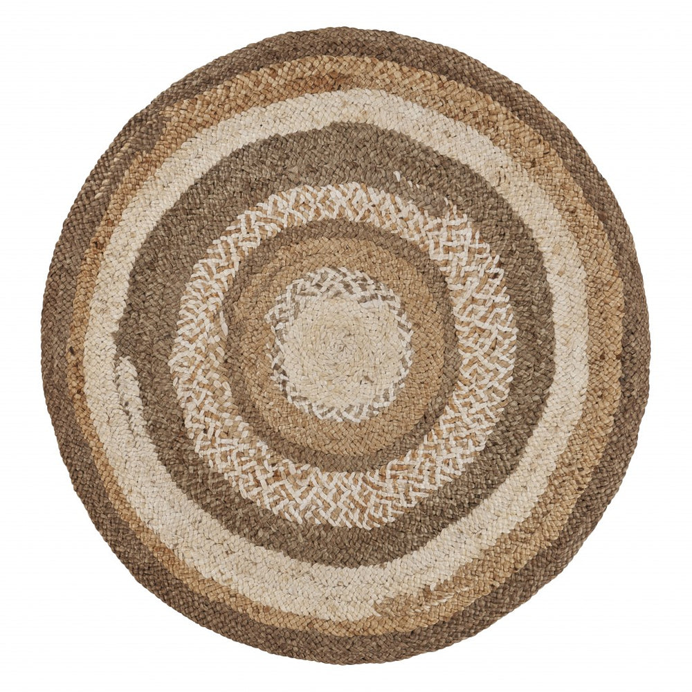 Homeroots Multicolored Concentric Boutique Jute Rug  Jute 394216
