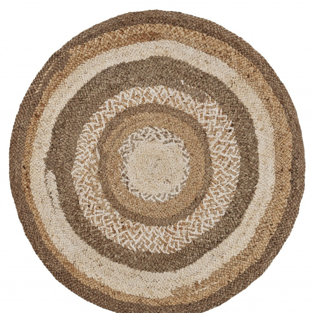Homeroots Multicolored Concentric Boutique Jute Rug  Jute 394216
