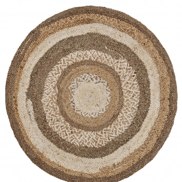 HomeRoots 8' Beige Jute Hand-Braided Rug - Timeless Texture and Natural Warmth for Any Decor Style 8' Round 394218